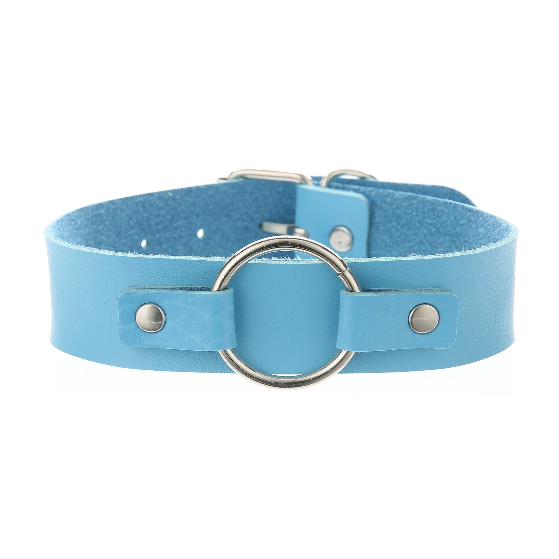 Punk Lovers Punk Leather Choker Necklace in Blue