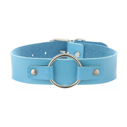 Punk Lovers Punk Leather Choker Necklace in Blue