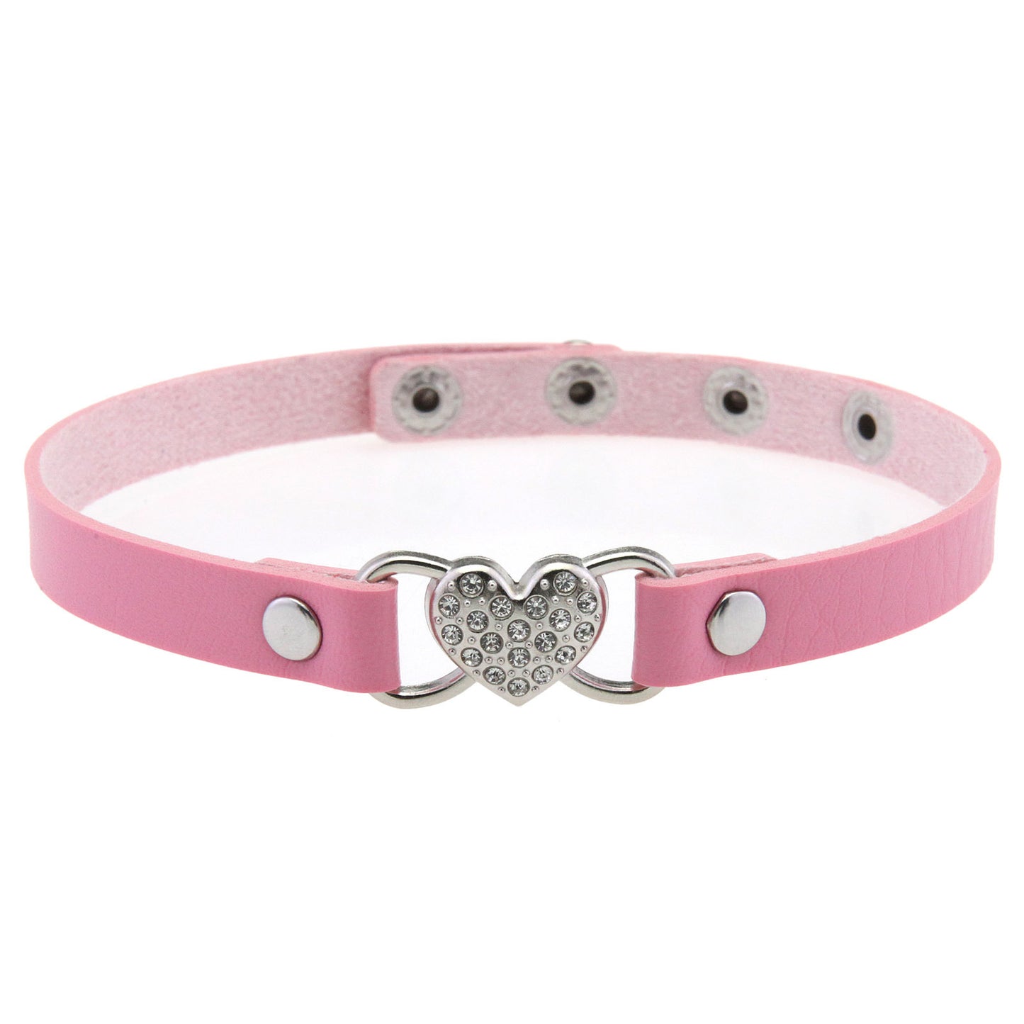 Punk Rivet Leather Choker - 粉红色