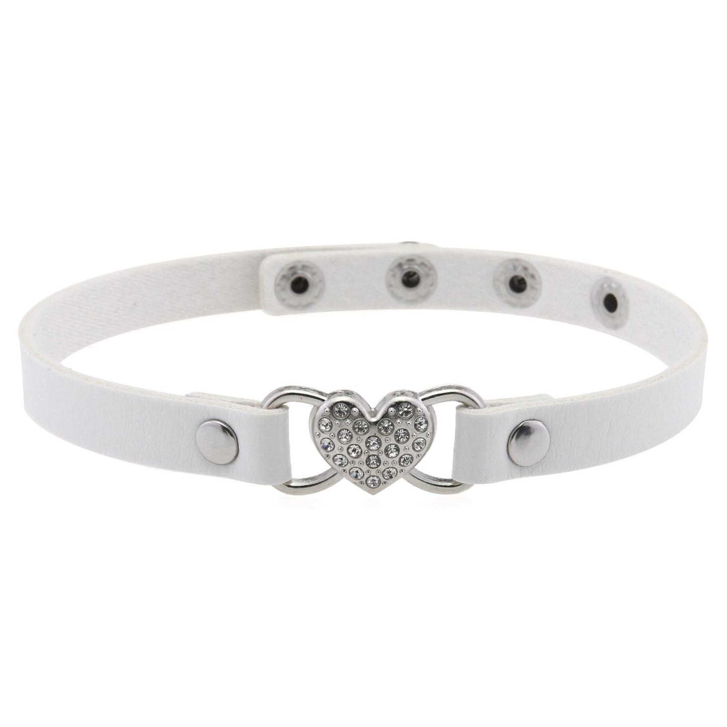 Punk Rivet Leather Choker - White