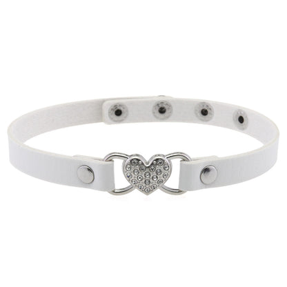 Punk Rivet Leather Choker - White