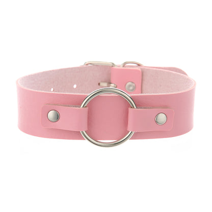 Punk Lovers Punk Leather Choker Necklace in Pink