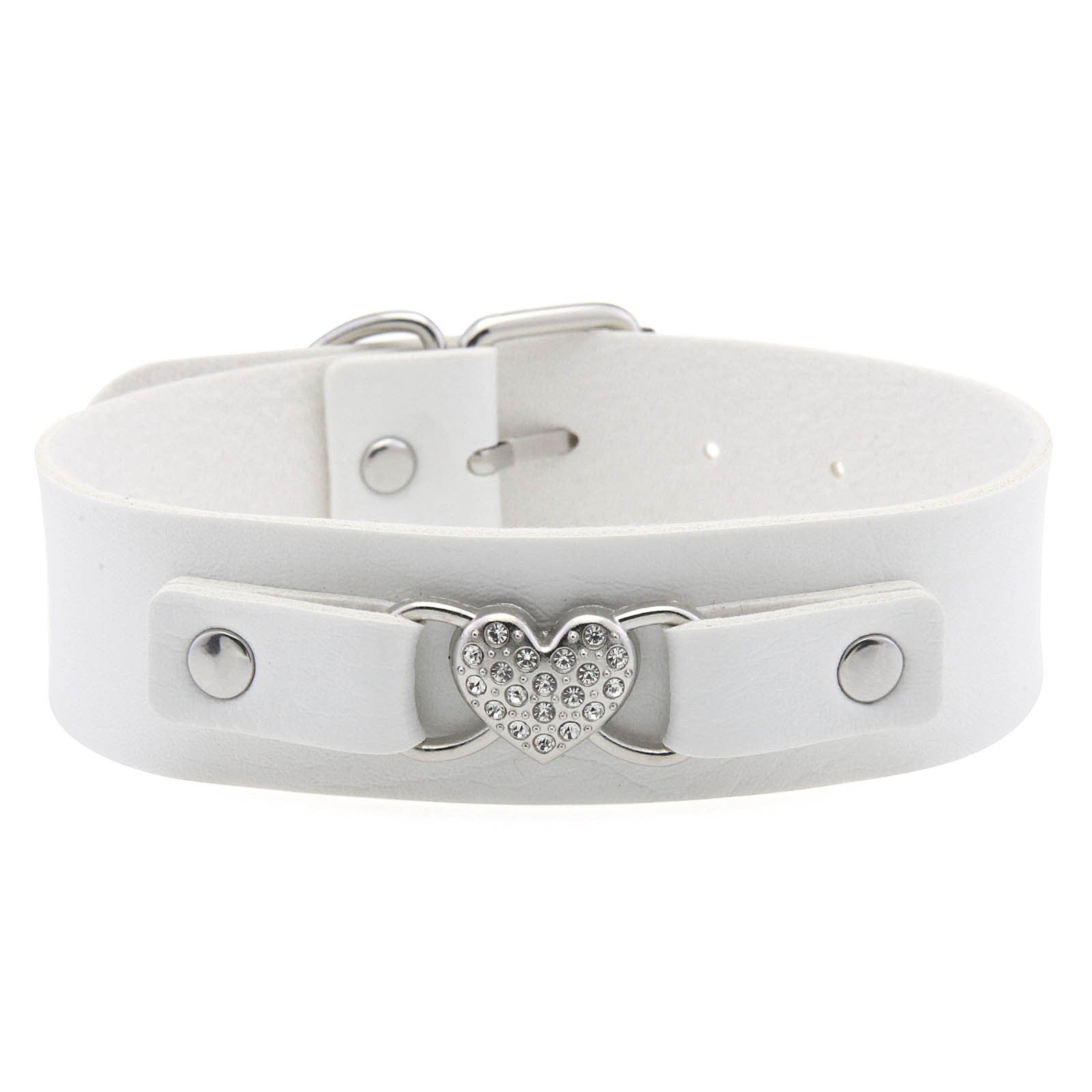 Punk Rivet Leather Choker - White