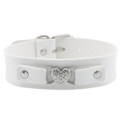 Punk Rivet Leather Choker - White