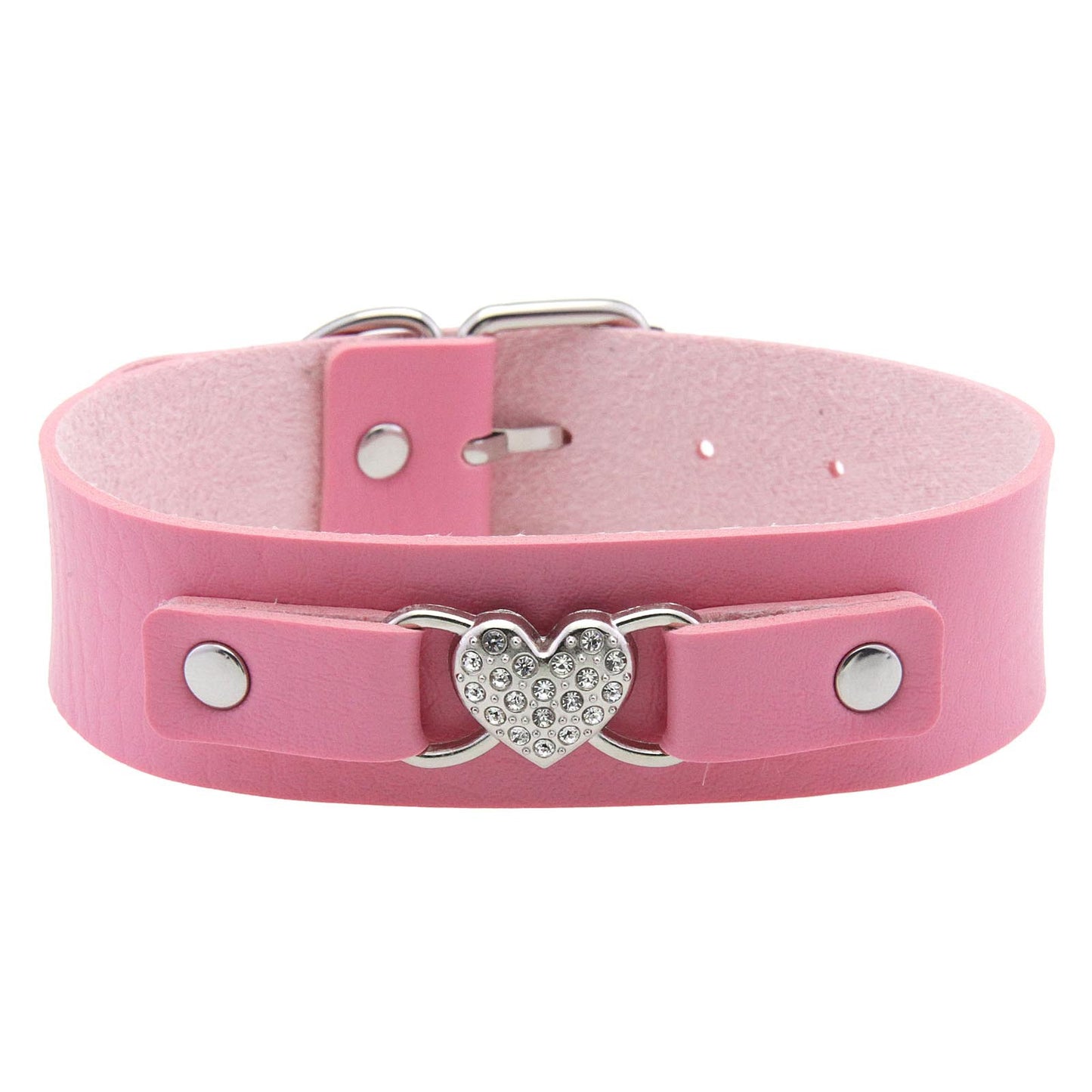 Punk Rivet Leather Choker - 粉红色