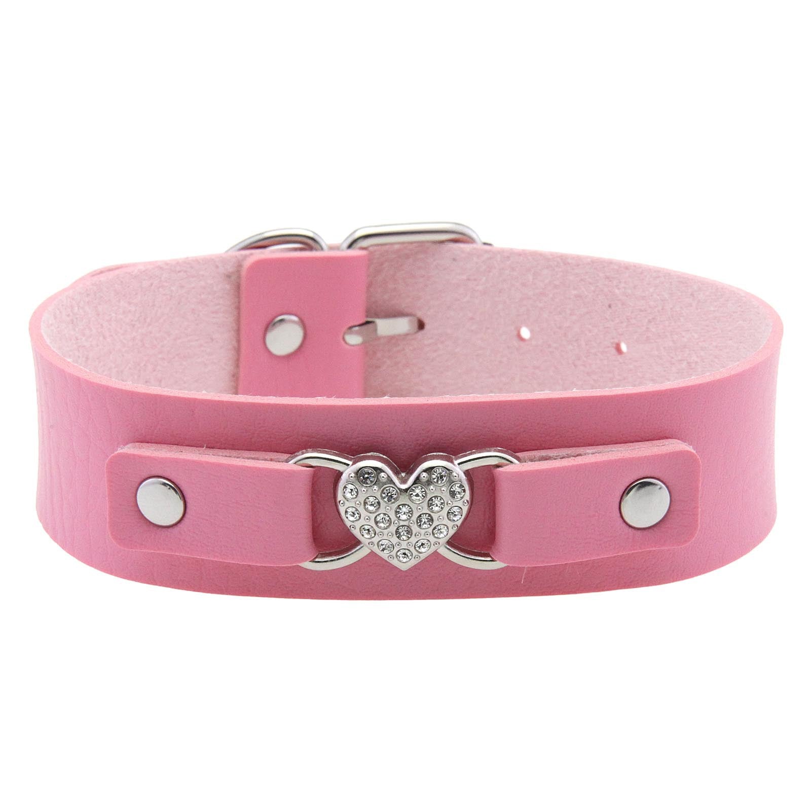 Punk Rivet Leather Choker - 粉红色
