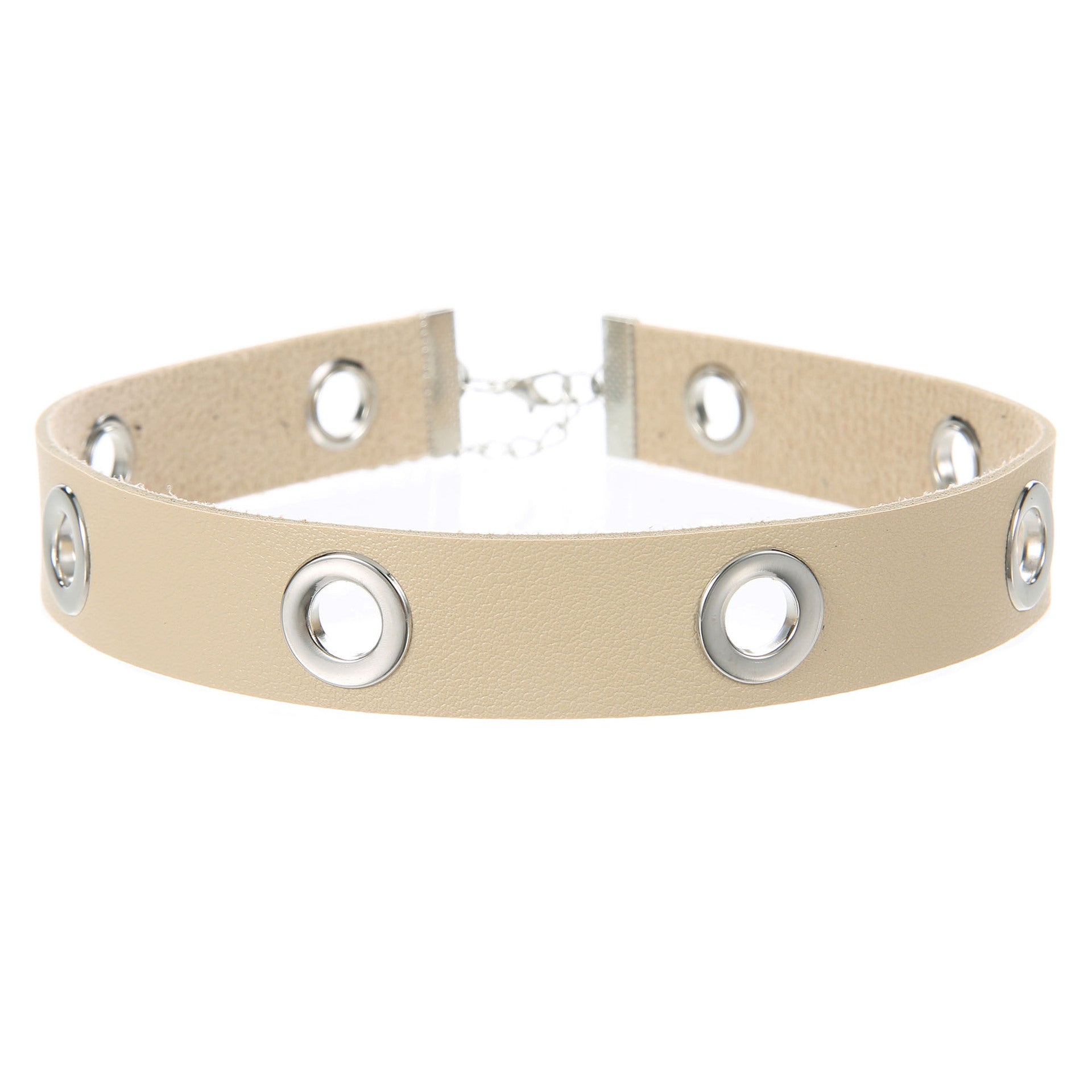 Punk Hollow Breathable Leather Choker - Beige - Punk Lovers