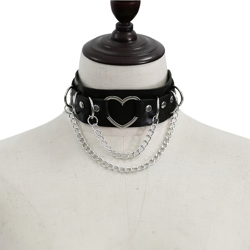 Punk Double Layer Heart Choker - Punk Lovers