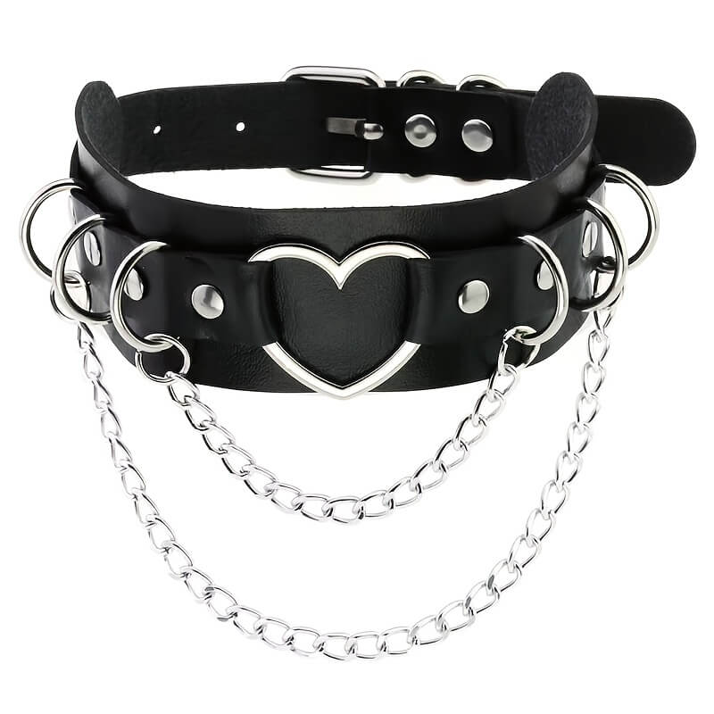 Punk Double Layer Heart Choker - Punk Lovers