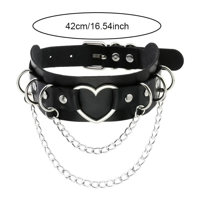 Punk Double Layer Heart Choker - Punk Lovers