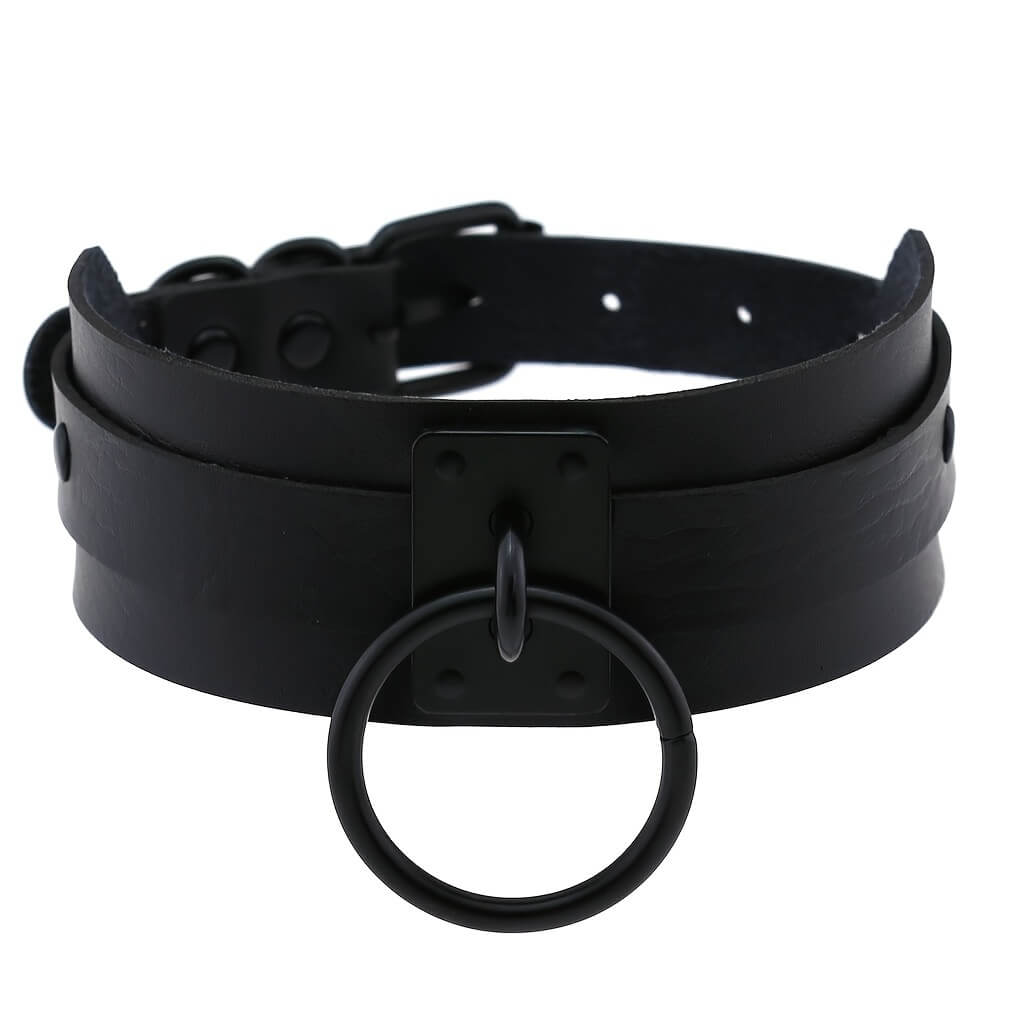 Punk Gothic Choker with O-Ring Buckle
