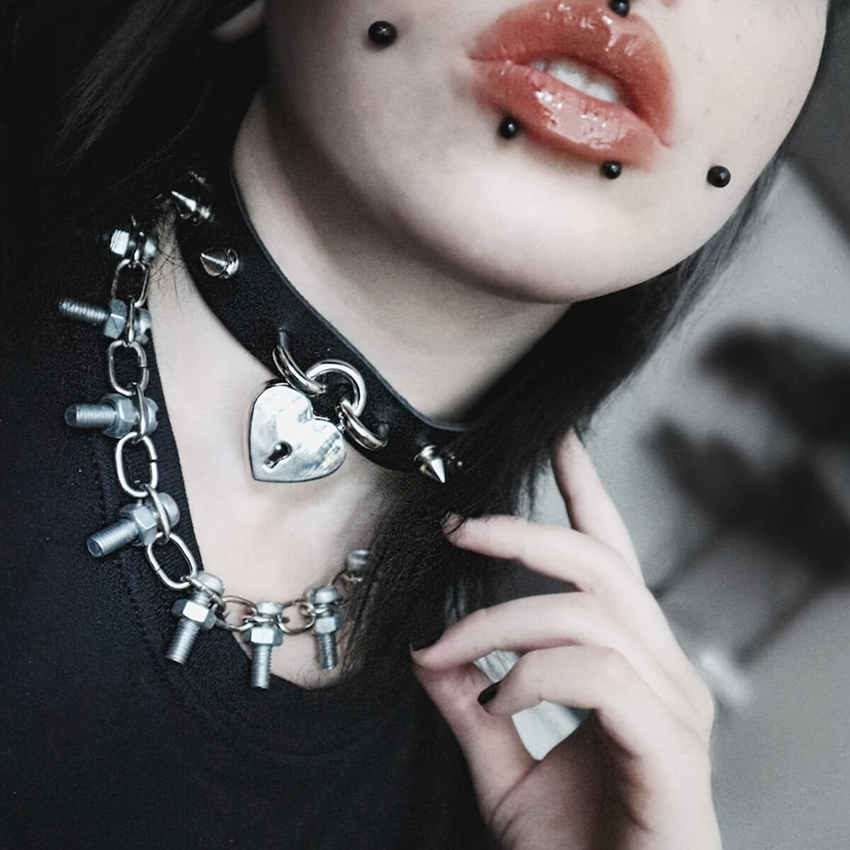 Punk Rivet Heart Lock Collar - Punk Lovers