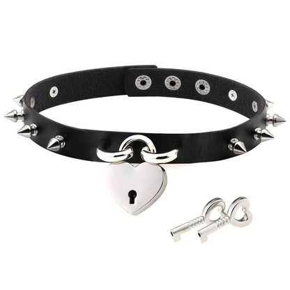 Punk Rivet Heart Lock Collar - Punk Lovers