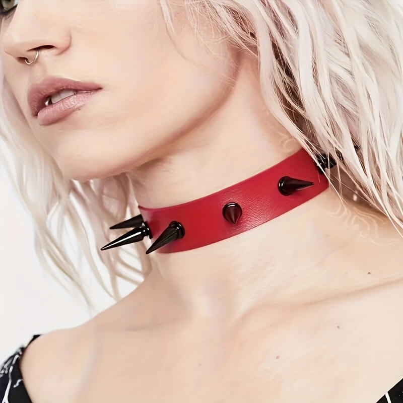 Punk Rivet Spike Collar