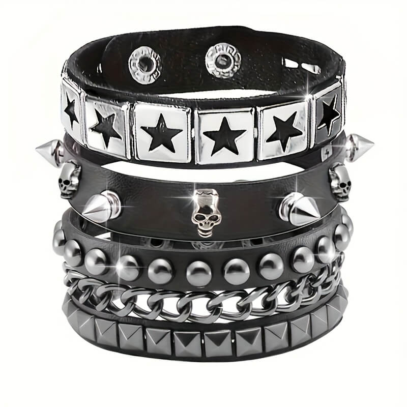 Punk Star Skull Stud Bracelets - Punk Lovers