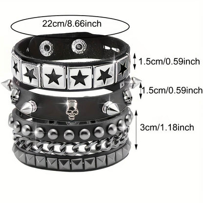 Punk Star Skull Stud Bracelets - Punk Lovers