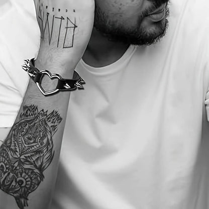 Punk Studded Heart Bracelet