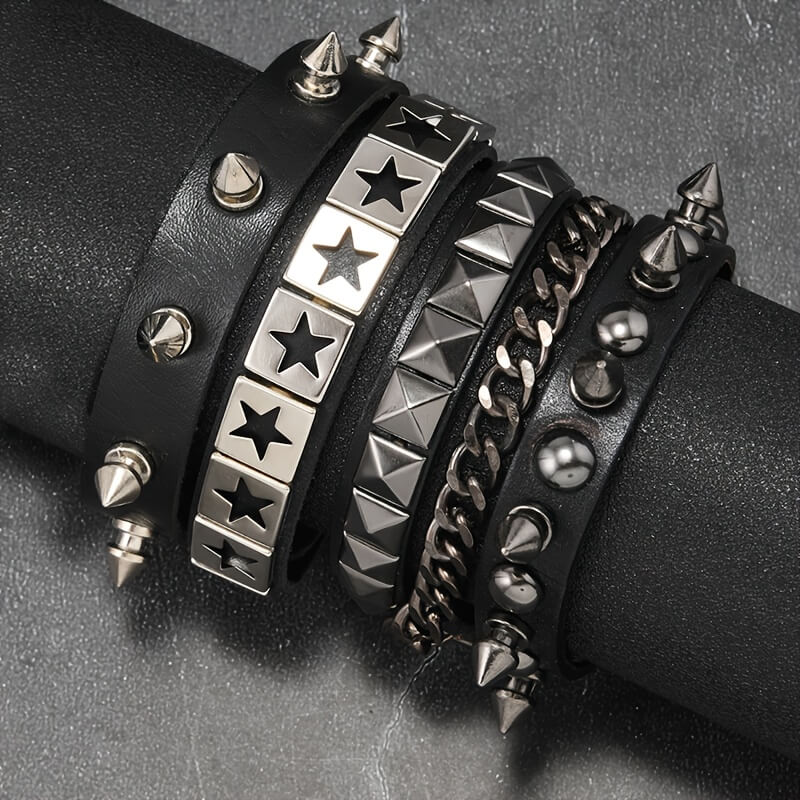 Punk Studded Star Chain Bracelet - Punk Lovers