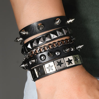 Punk Studded Star Chain Bracelet - Punk Lovers