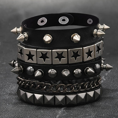 Punk Studded Star Chain Bracelet - Punk Lovers