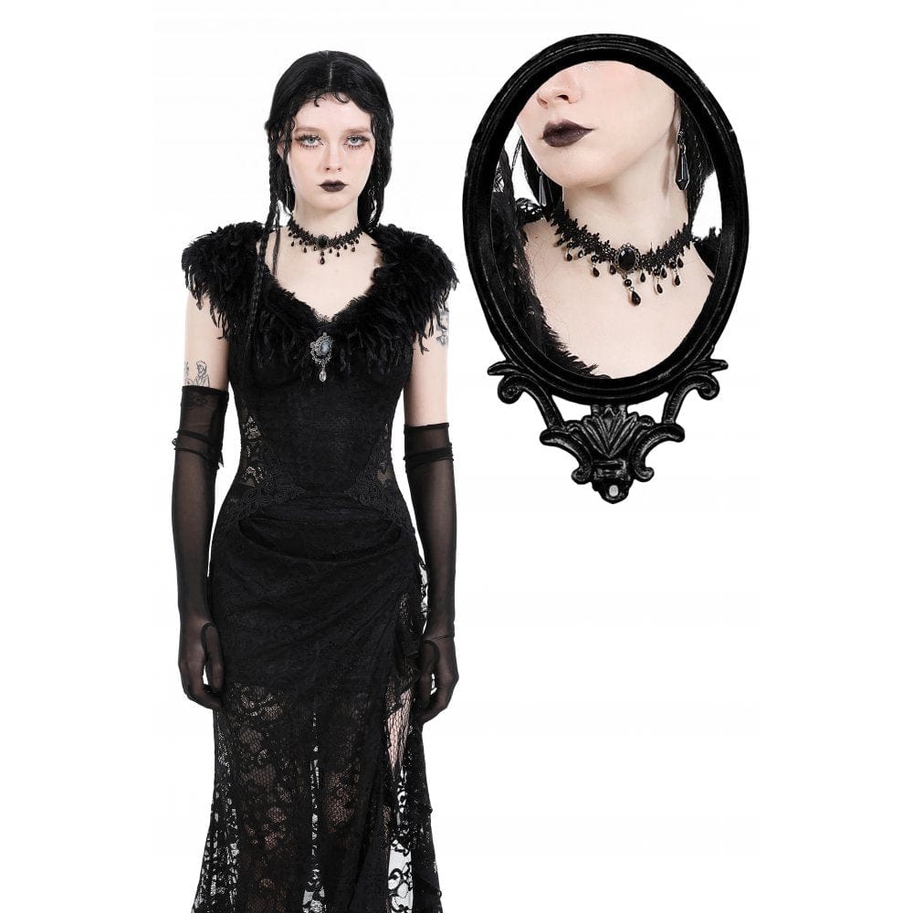 Women's Gothic Beaded Lace Choker - Punk Lovers