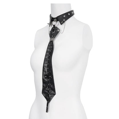 Women's Gothic Studded Faux Leather Tie with Choker - Punk Lovers