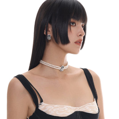 Women's Gothic Angel Pearl Choker - Punk Lovers