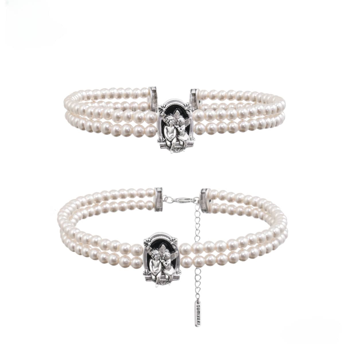 Women's Gothic Angel Pearl Choker - Punk Lovers