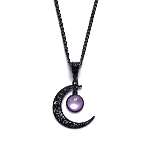 Women's Gothic Beaded Moon Necklace
