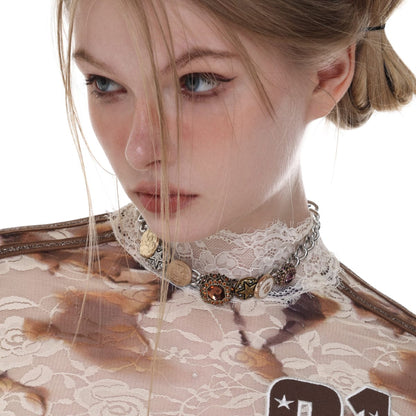 Women's Gothic Button Necklace - Punk Lovers