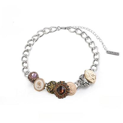 Women's Gothic Button Necklace - Punk Lovers