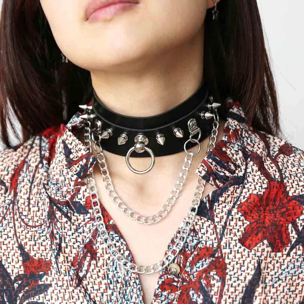 Women's Gothic Rivets&Chains Wide Chokers - Punk Lovers