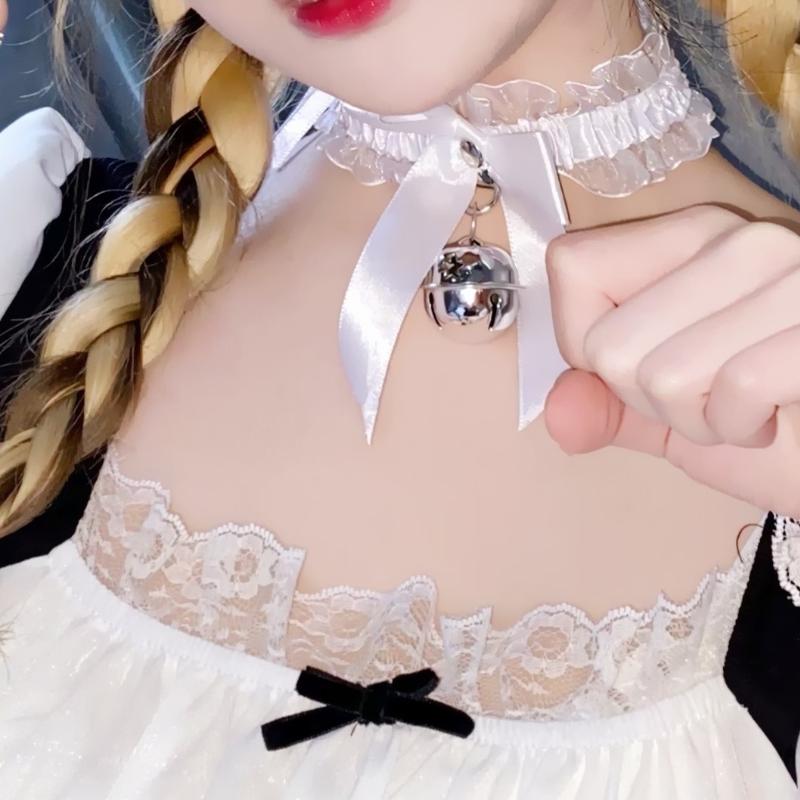 Women's Lolita Cute Bowknot Bell Lace Choker - Punk Lovers