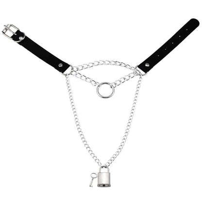 Women's Metal Chain Faux Leather Choker With Lock&Key - Punk Lovers