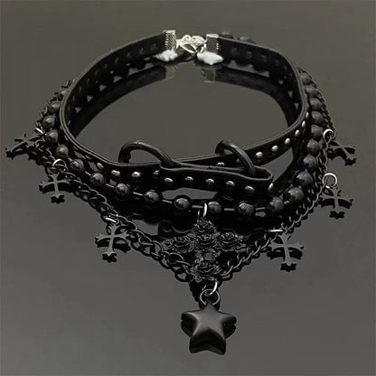 Women's Punk Cross Star Multi-layer Choker - Punk Lovers