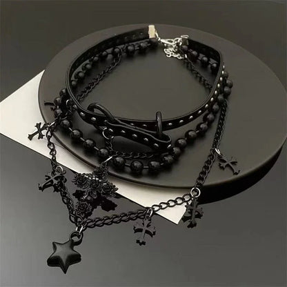Women's Punk Cross Star Multi-layer Choker - Punk Lovers