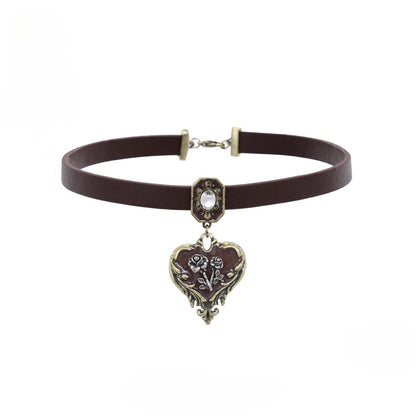 Women's Punk Heart Rose Distressed Choker - Punk Lovers