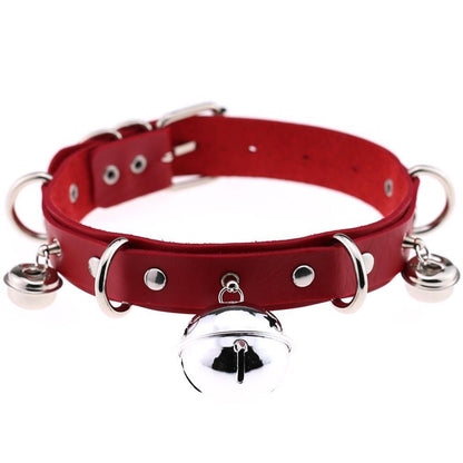 Women's Punk Little Bell PU Leather Choker - Punk Lovers