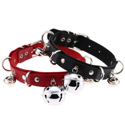 Women's Punk Little Bell PU Leather Choker - Punk Lovers