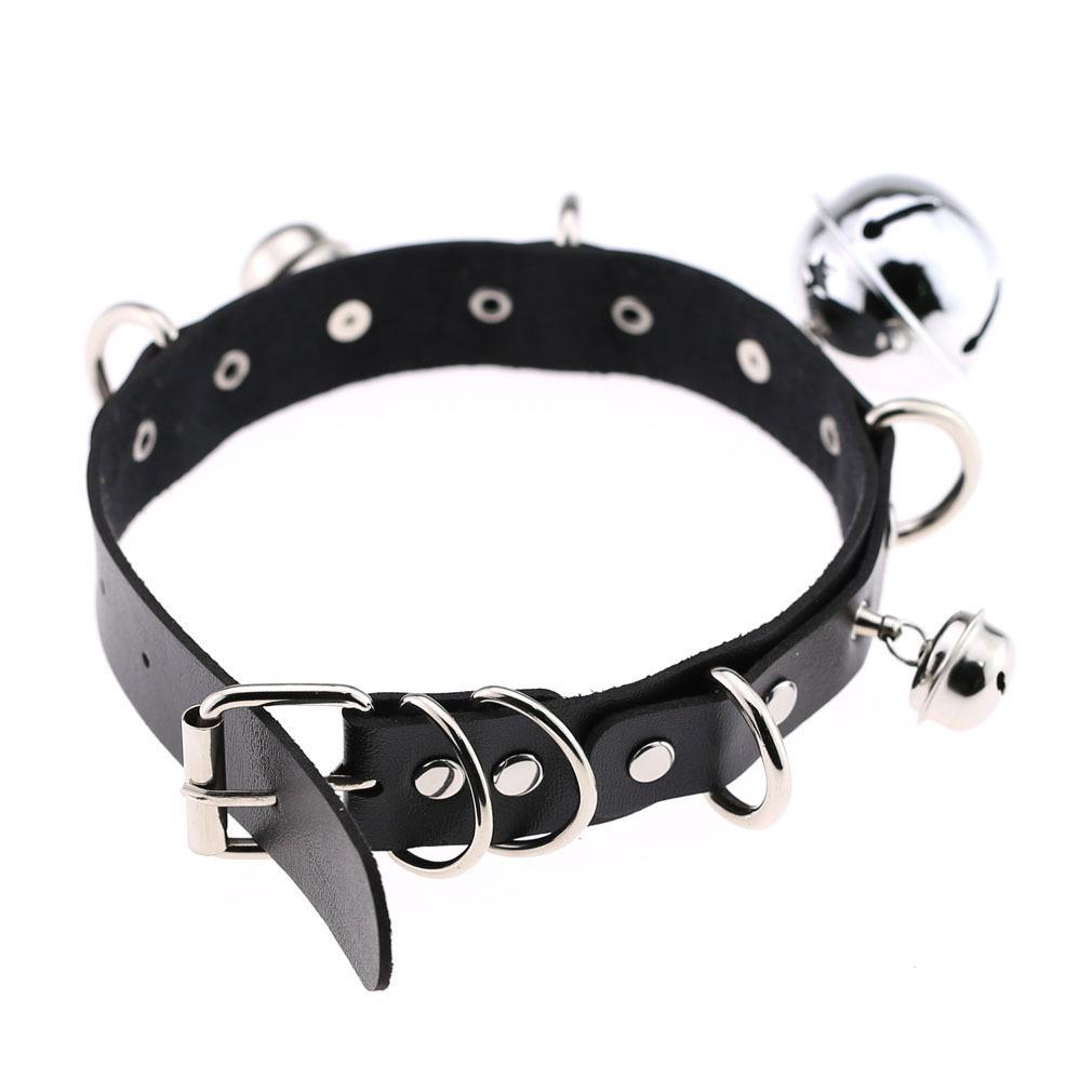 Women's Punk Little Bell PU Leather Choker - Punk Lovers