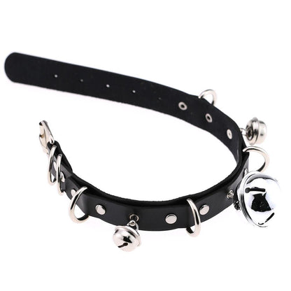 Women's Punk Little Bell PU Leather Choker - Punk Lovers