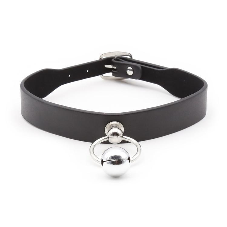 Women's Punk O-ring Black Choker With Little Bell - Punk Lovers