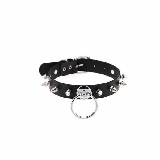 Women's Punk PU Leather Choker With O-rings - Punk Lovers
