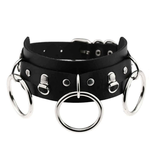 Women's Punk Three O-ring Black Choker - Punk Lovers